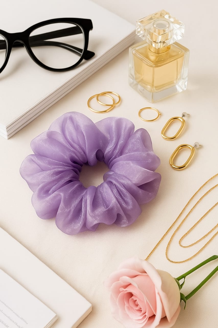 Lavender Organza Hair Scrunchie