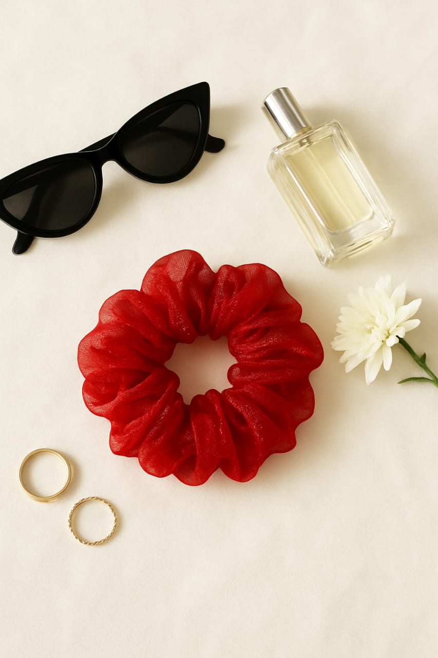 Red Organza Scrunchie