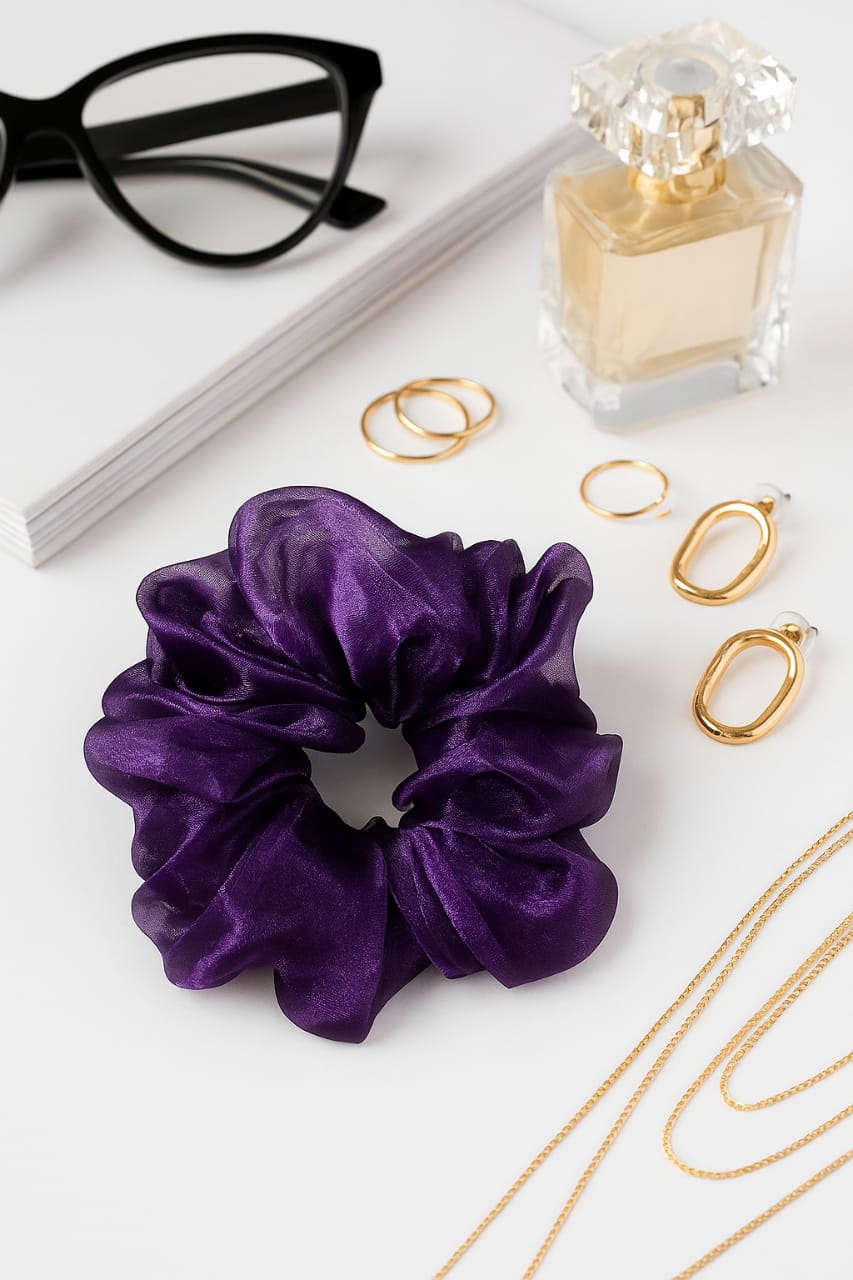 Purple Satin Scrunchie