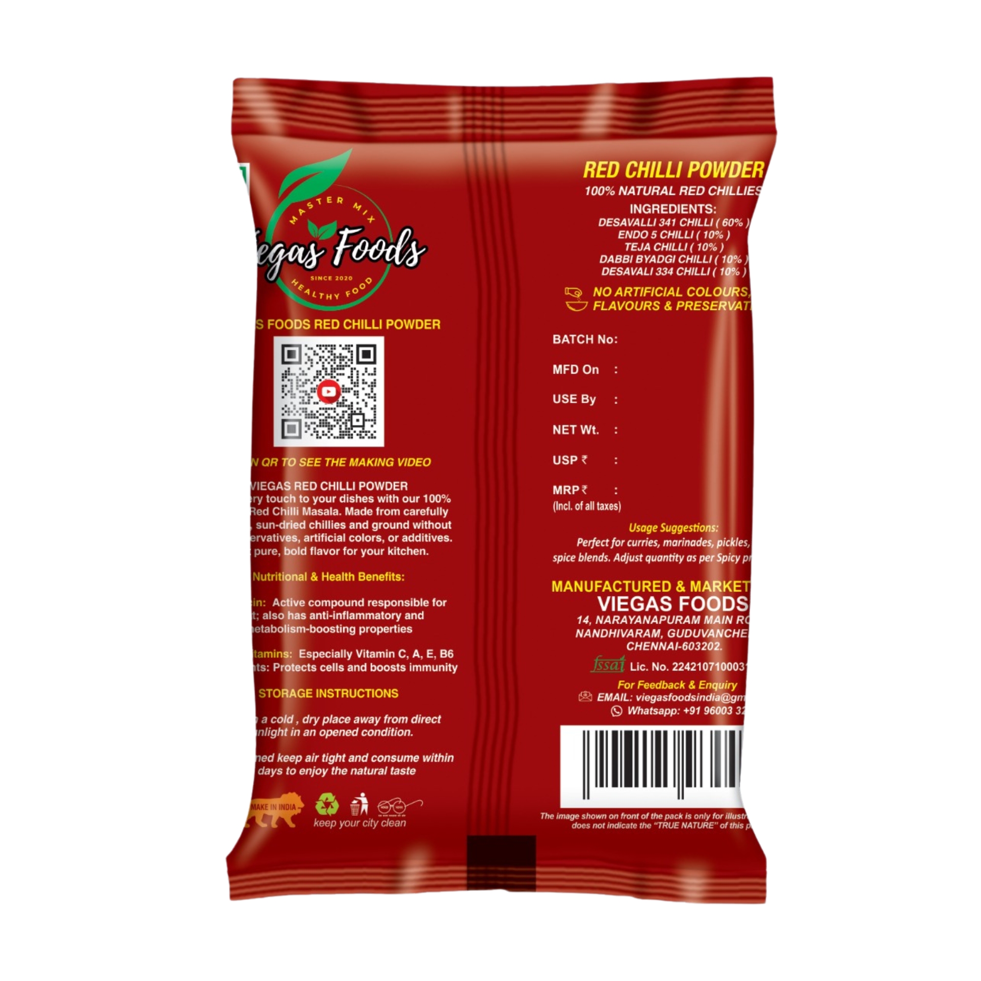 RED CHILLI POWDER   VIEGAS FOODS