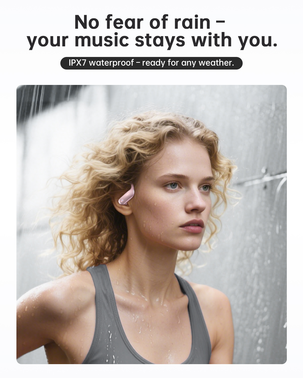 NDO Bluetooth 5.3 Wireless Earbuds with Earhooks,Sport Headphones 48H Playtime,Lightweight Design,ENC Mic,IPX7 Waterproof,Type-C Fast Charging,Perfect for Workout and Daily Use-Pink