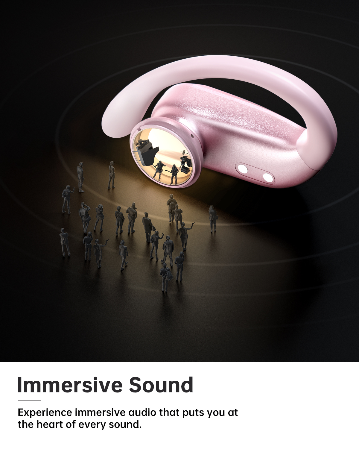 NDO Bluetooth 5.3 Wireless Earbuds with Earhooks,Sport Headphones 48H Playtime,Lightweight Design,ENC Mic,IPX7 Waterproof,Type-C Fast Charging,Perfect for Workout and Daily Use-Pink