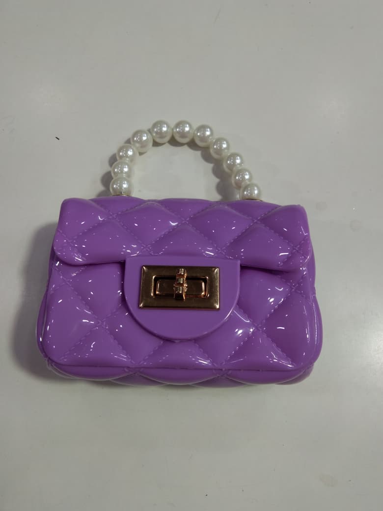 Purple Mini Handbag with Pearl Handle