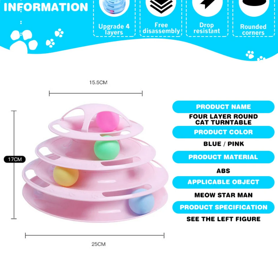 Cat Turntable Interactive Four-Level Tower of Tracks