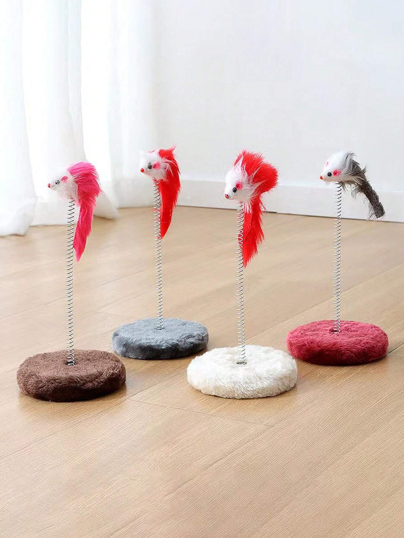 Cat Spring Toy with Feather Mouse