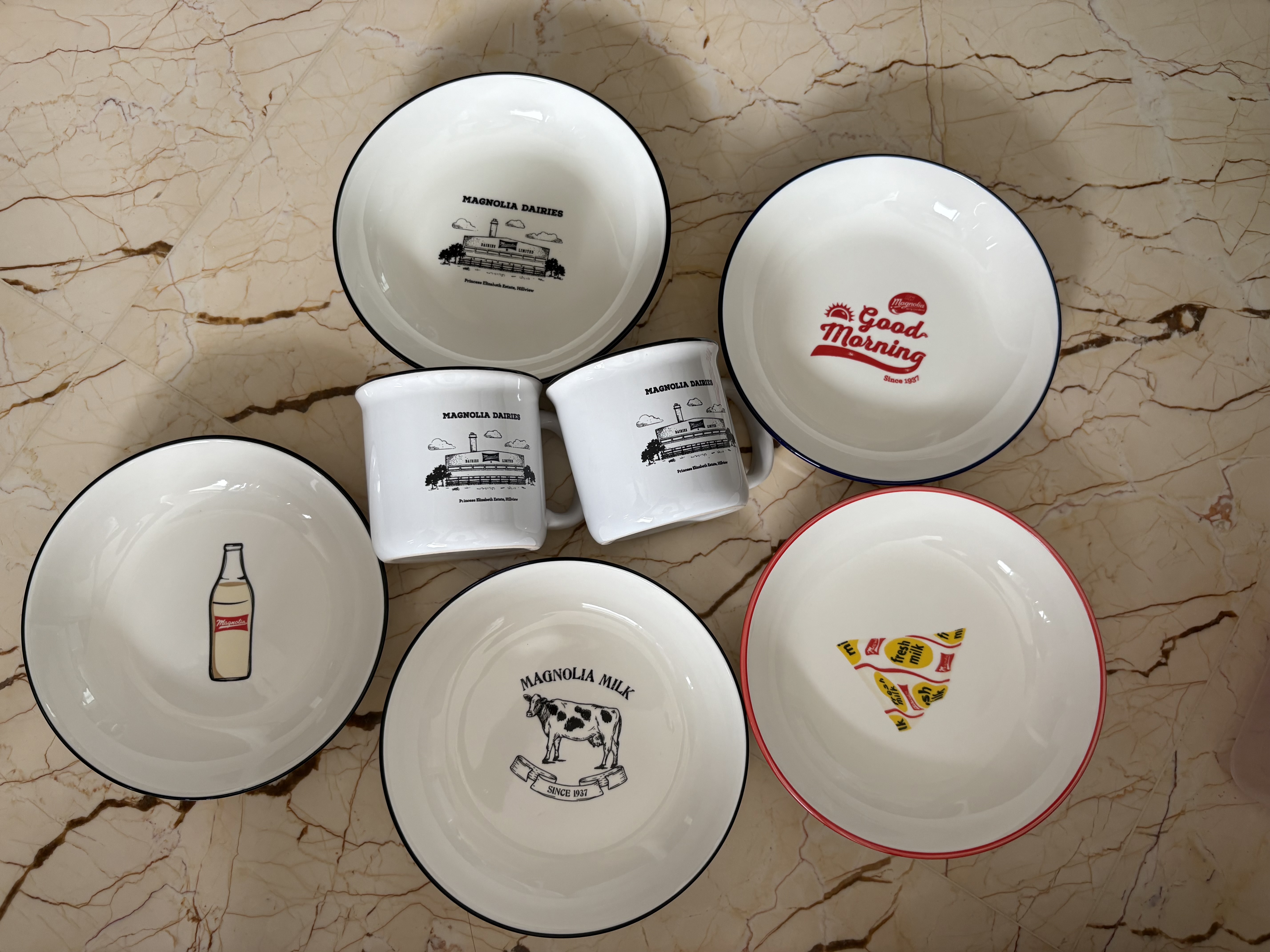 Vintage Inspired Ceramic Bowl and Mug Set