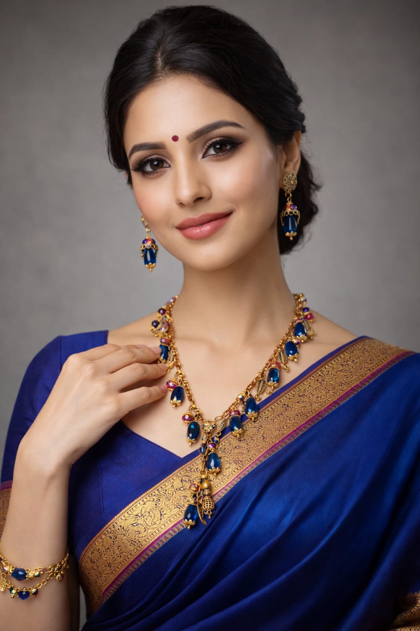 Elegant Blue and Gold Jewelry Set