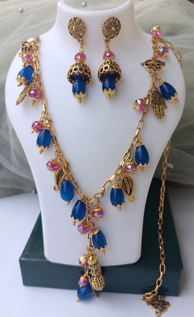 Elegant Blue and Gold Jewelry Set