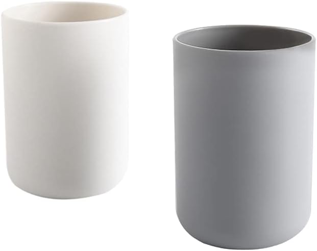 Japanese-Style Unbreakable Reusable Drinking Cups Set of 2 Colors, Plastic Toothbrush Cup Tumbler 300ml, Dishwasher Safe