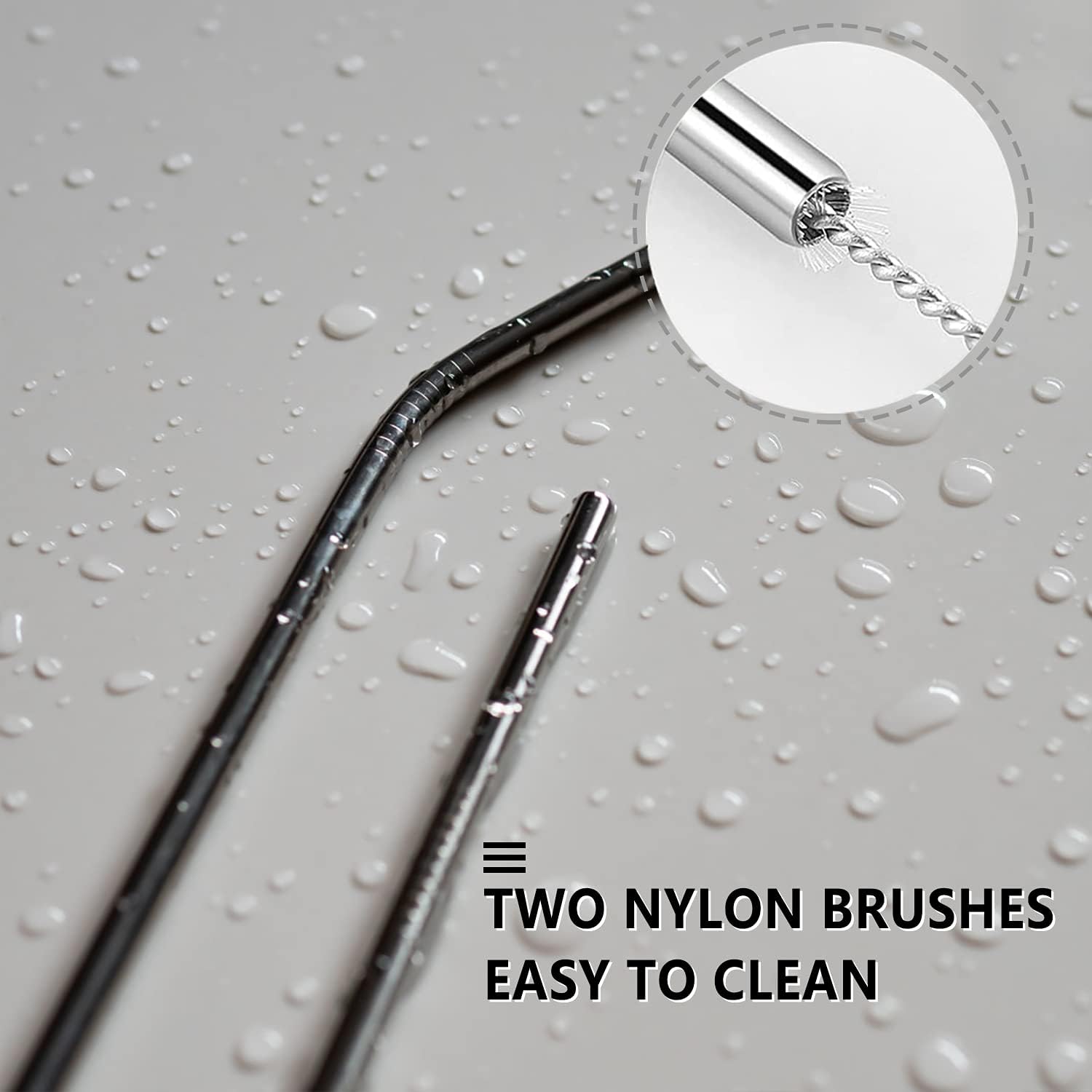 12 Pcs Stainless Steel Straws, Reusable Metal Drinking Straws with 2 Cleaning Brush for Smoothie, Milkshake, Cocktail and Hot Drinks