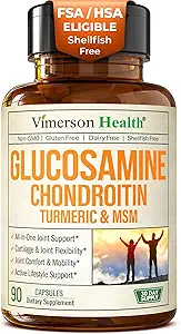 Glucosamine Chondroitin MSM and Turmeric Supplement – Joint Support Supplement for Women and Men with Boswellia and Chondroitin Sulfate – for Cartilage, Joint Health and Flexibility – 90 Capsules