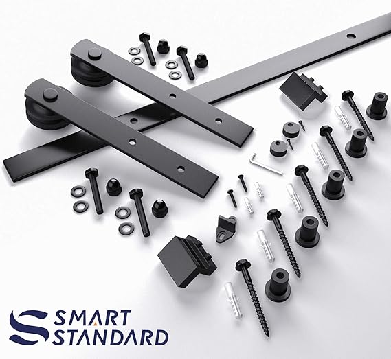 SMARTSTANDARD 6.6FT Barn Door Hardware kit, Barn Door Track, Sliding Door Hardware kit, Smoothly and Quietly -Heavy Duty Sturdy -Easy to Install, Fit 36"-40" Wide Panel (I Shape Hanger)