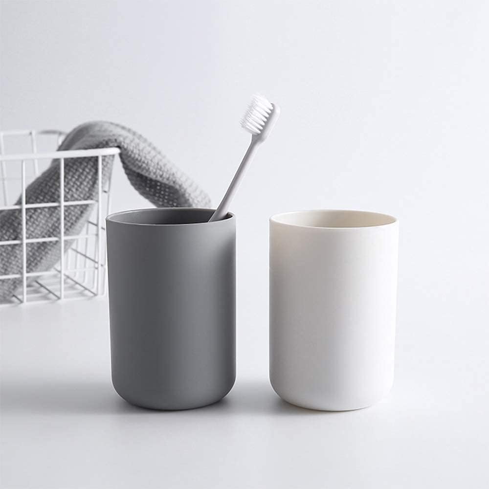 Japanese-Style Unbreakable Reusable Drinking Cups Set of 2 Colors, Plastic Toothbrush Cup Tumbler 300ml, Dishwasher Safe