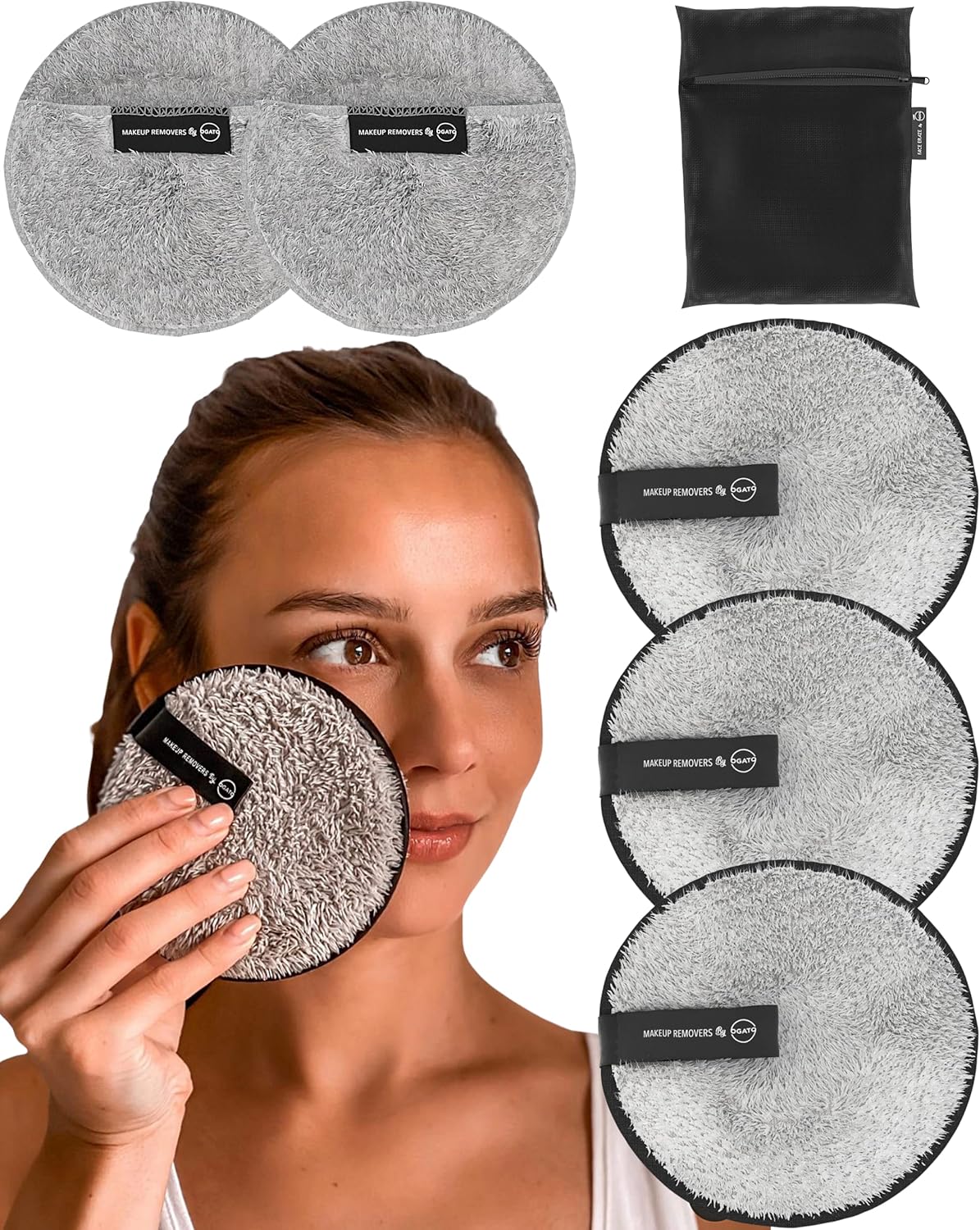 Ogato® Reusable Makeup Remover Pads and Eye Makeup Remover Pads Set - Just Use Water- XL Reusable Face Pads - Eco Friendly - FREE Laundry Bag - Makeup Remover Cloth For All Skin Types