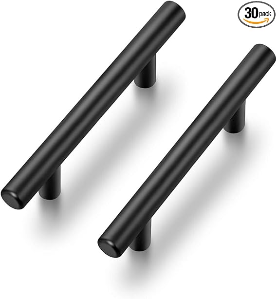 Ravinte 30 Pack | 5 Inch Cabinet Pulls Matte Black Stainless Steel Kitchen Drawer Pulls Cabinet Handles 5 InchLength, 3 Inch Hole Center