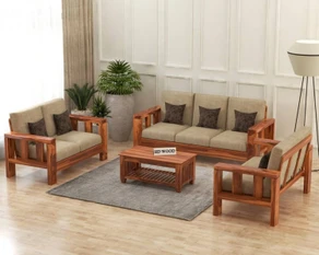 Modern Wooden Living Room Sofa Set
