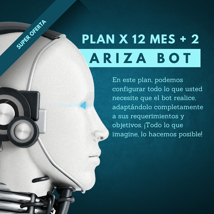 Plan Ariza Bot por 12 meses + 2 gratis.