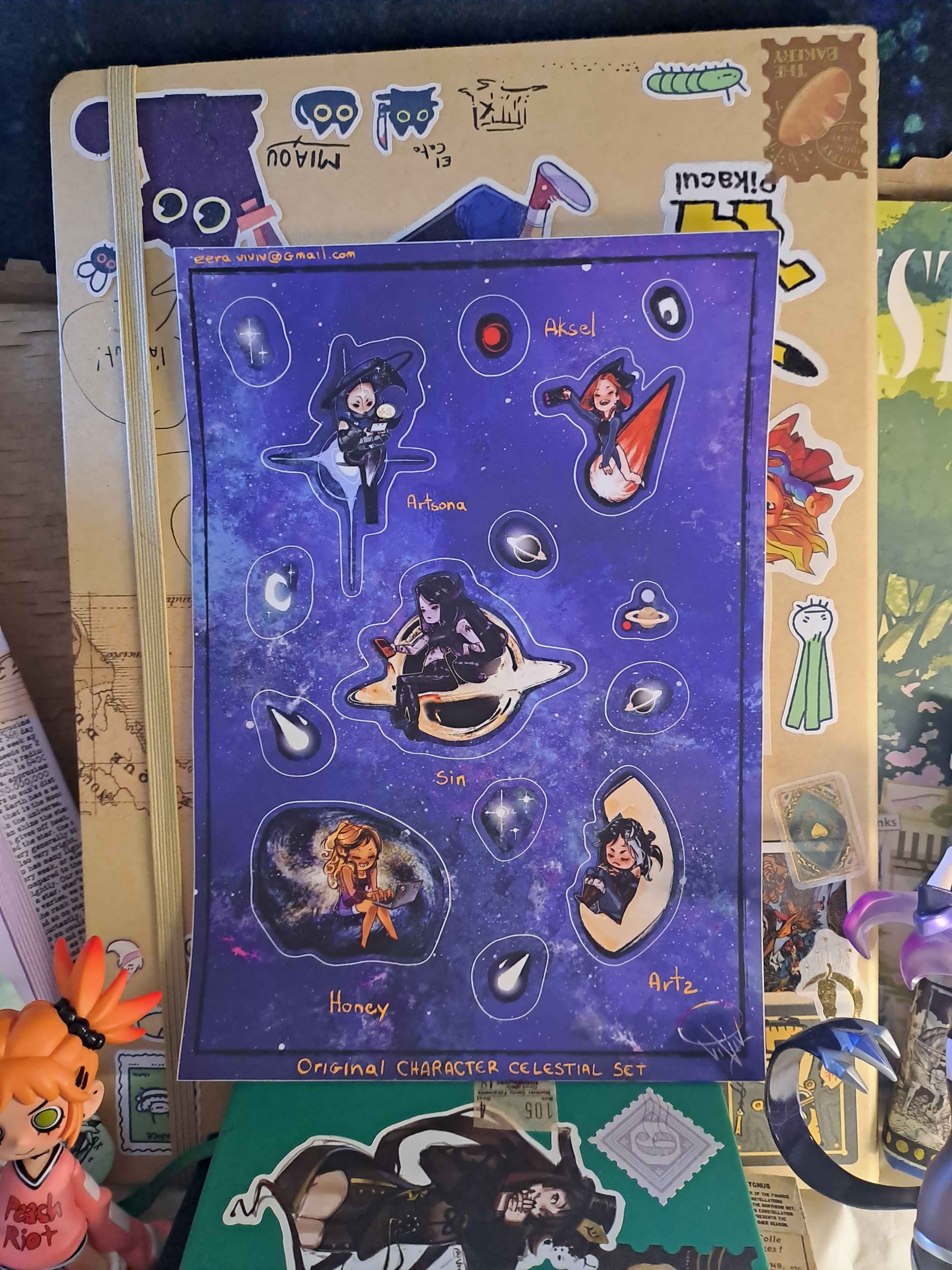 Original characters celestial body serie - sticker sheet