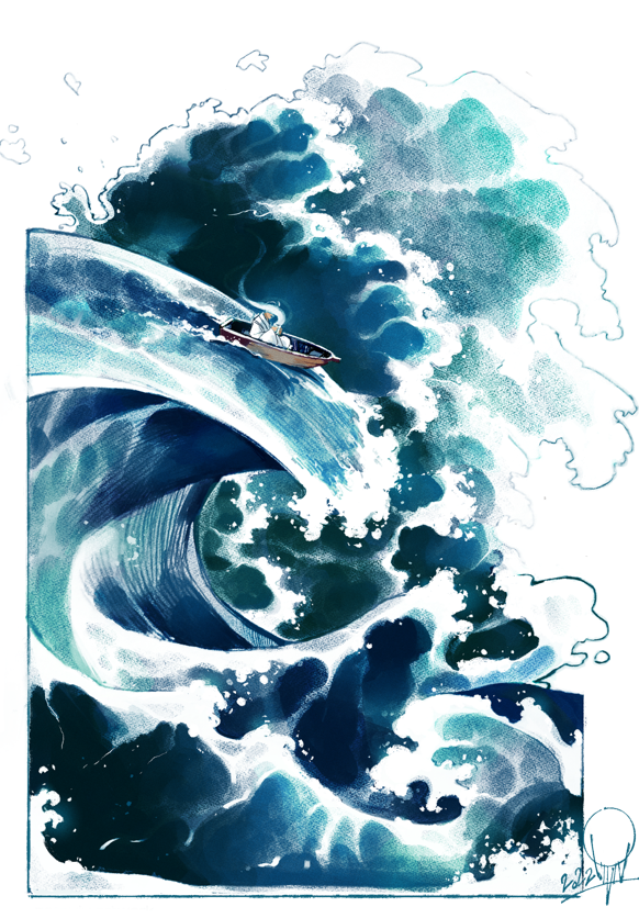 The wave of life isn't a struggle - A4 print