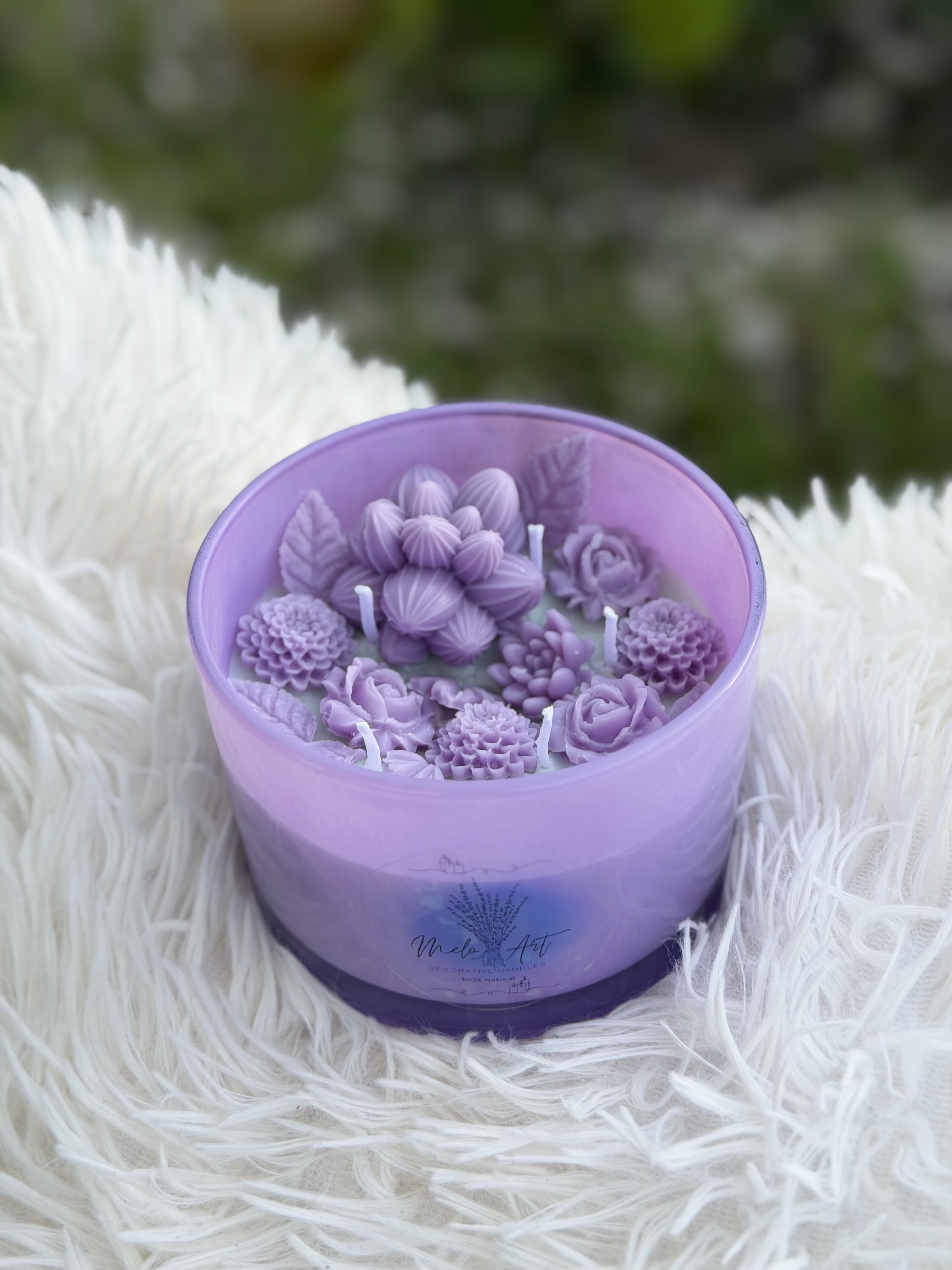 Vela decorativa floral