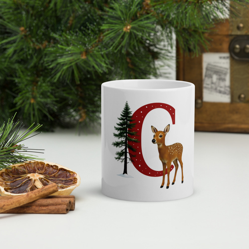 Custom Initial Christmas Mug - "C"