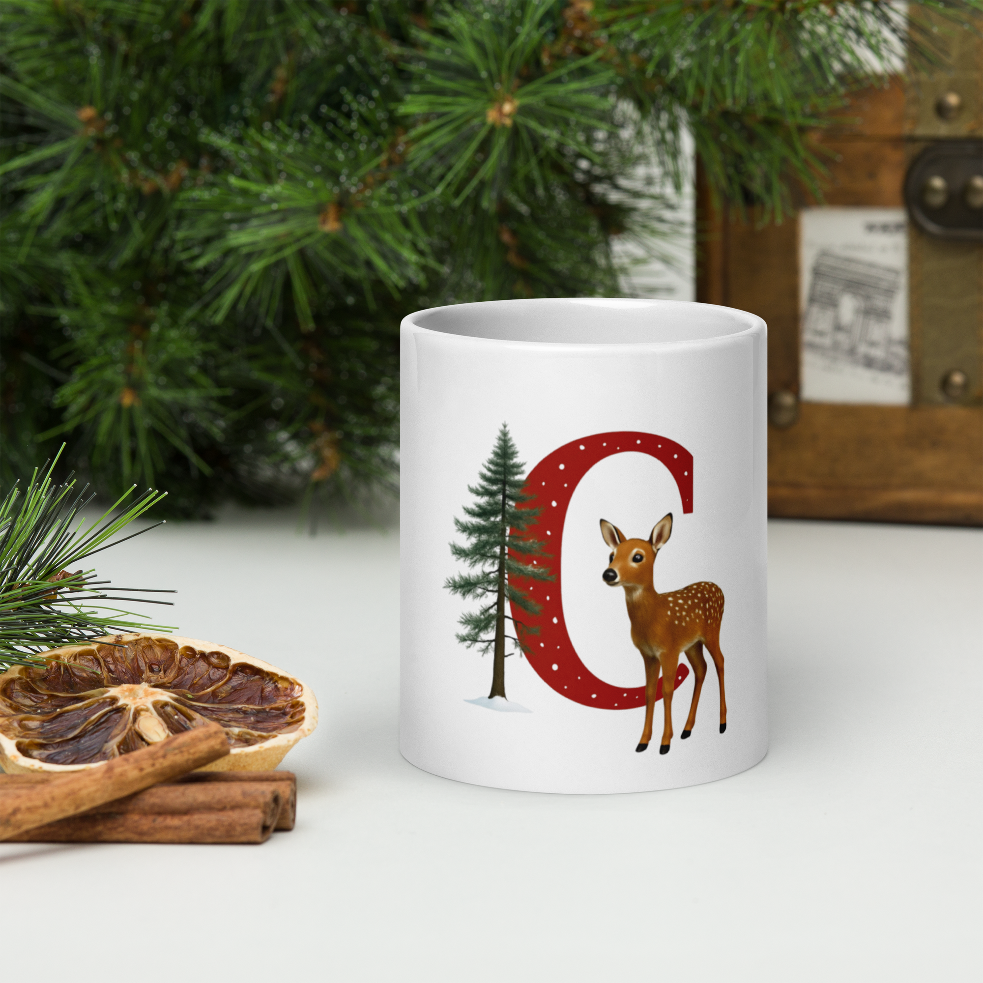Custom Initial Christmas Mug - "C"