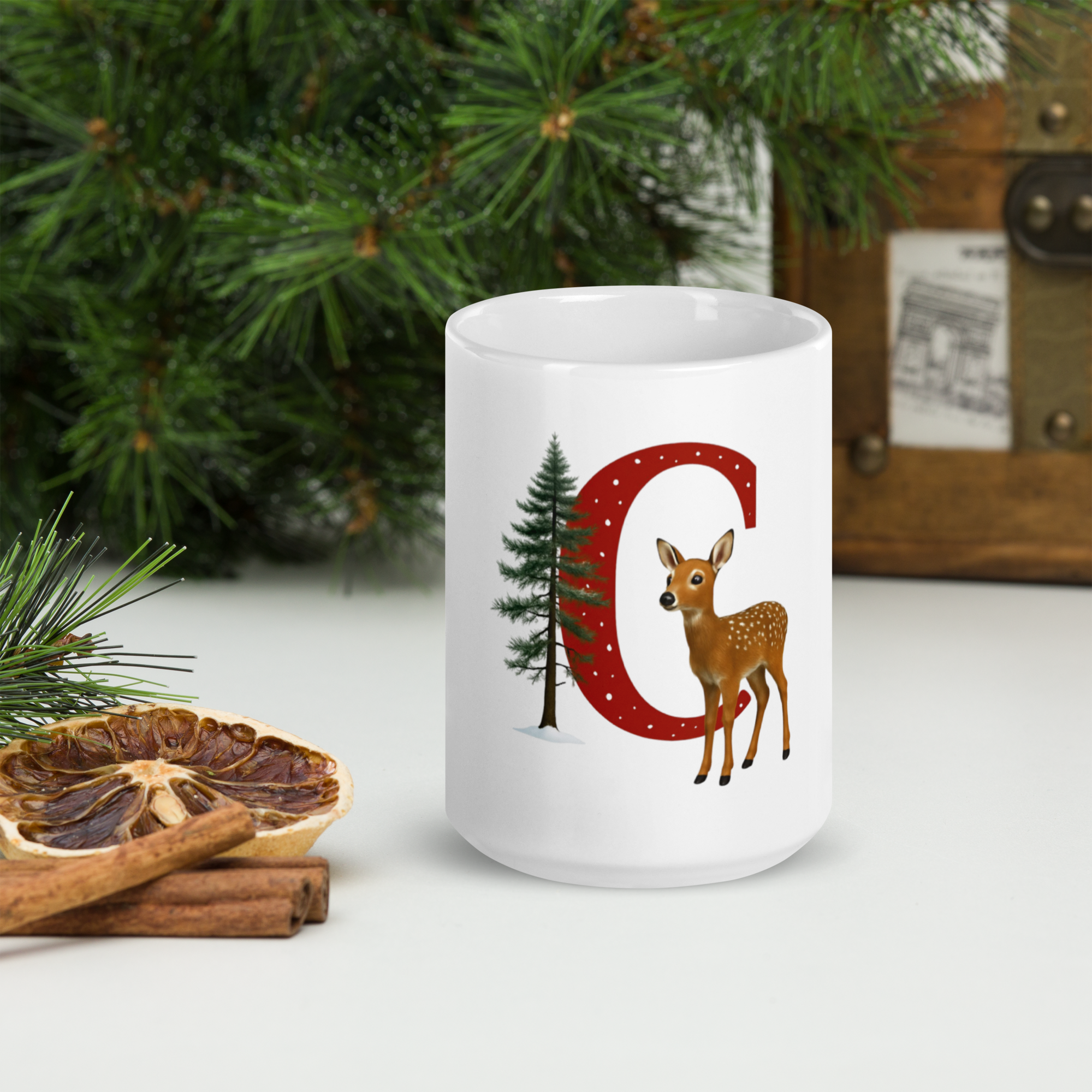 Custom Initial Christmas Mug - "C"