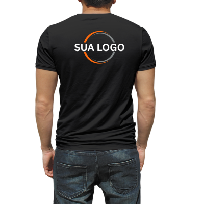 Camiseta preta masculina 100% algodão 30/1 penteadaa