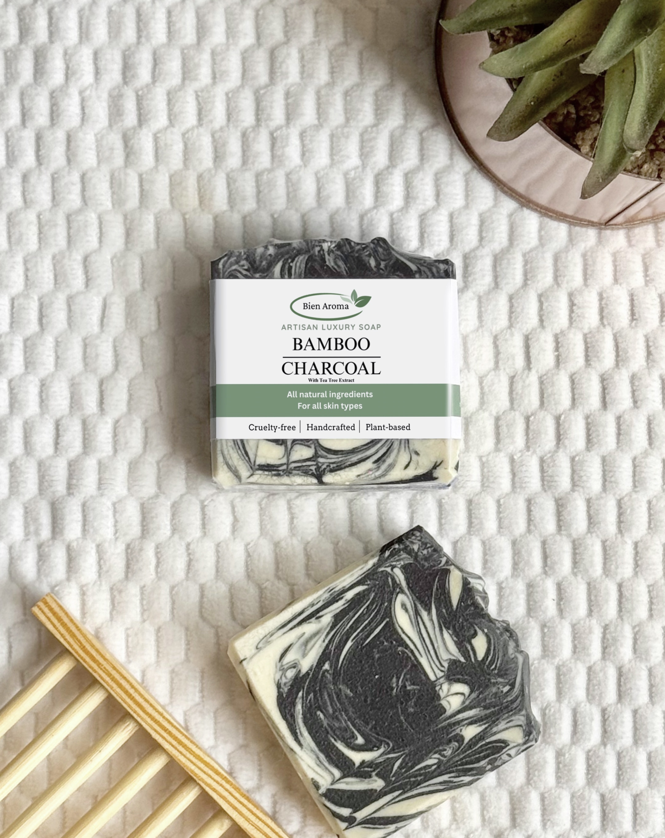 Bien Aroma Bamboo Charcoal with Tea Tree Extract Artisan Luxury Soap