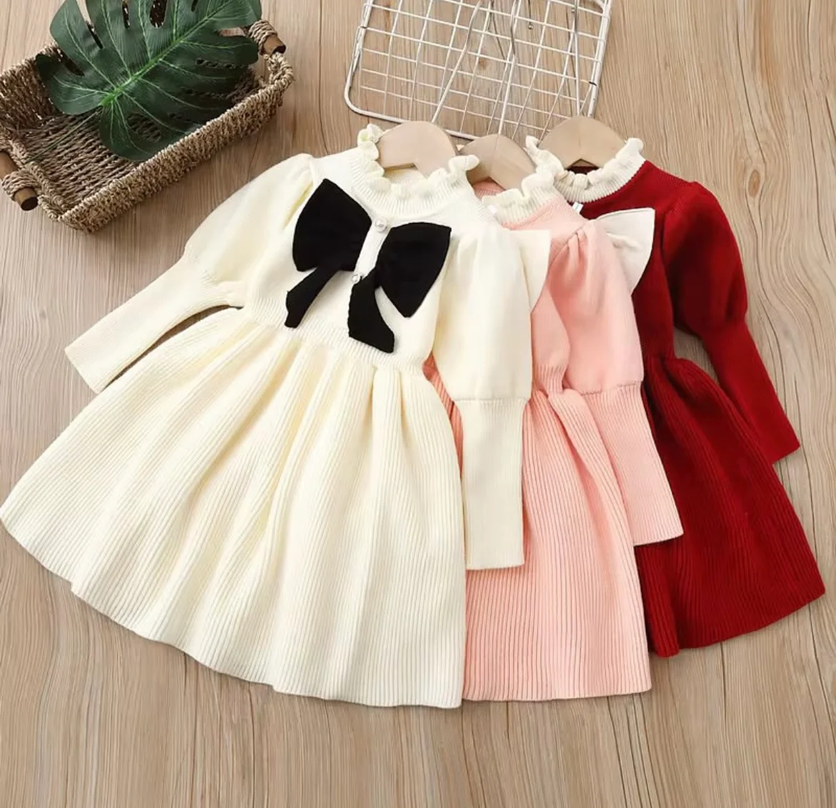 Girls' Long Sleeve Knitted Dress