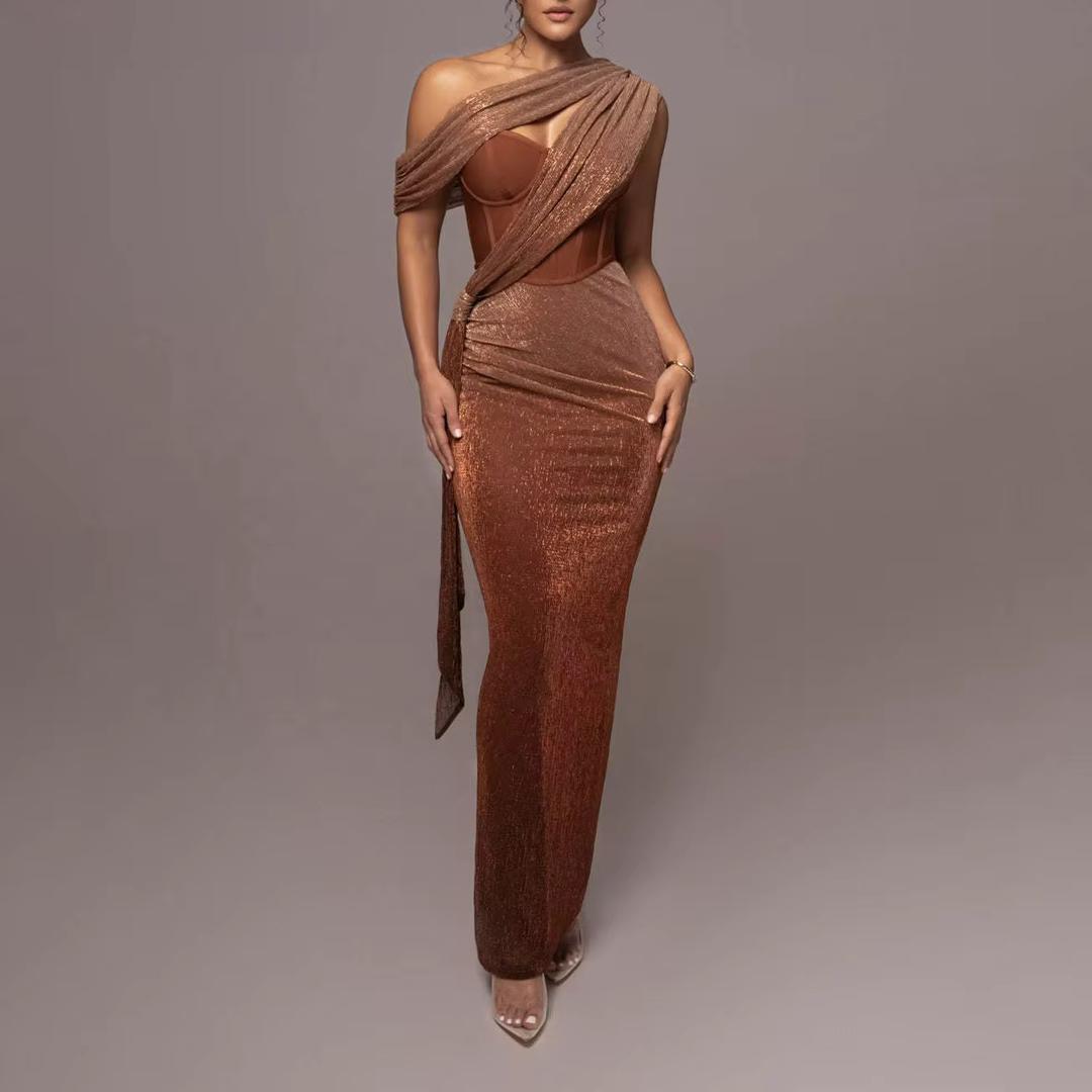 Elegant Bronze Evening Gown