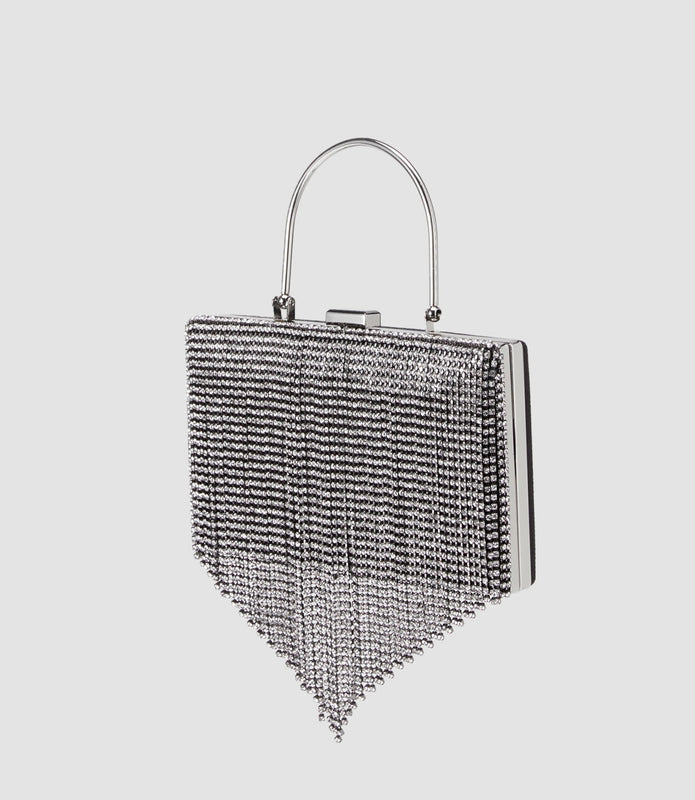 Silver Crystal Clutch Bag