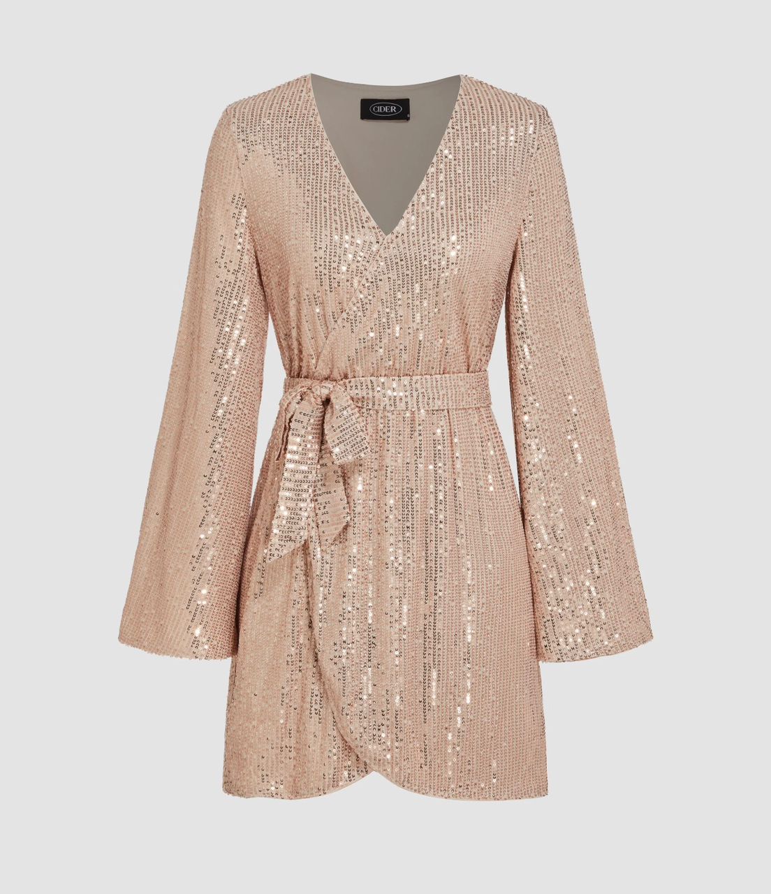 Sequin V- neck Mini Wrap Dress