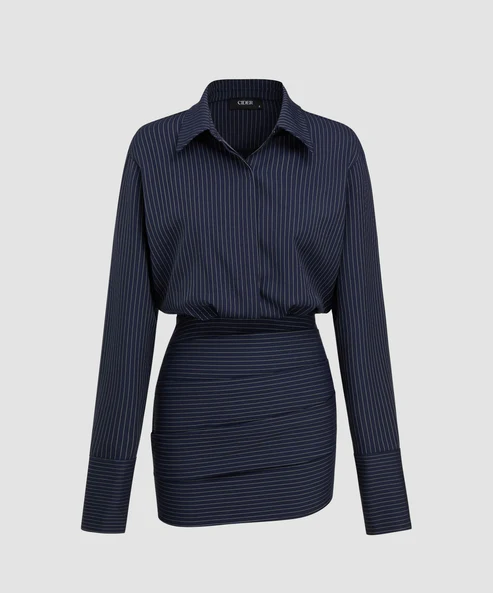 Pinstripe Shirt Dress