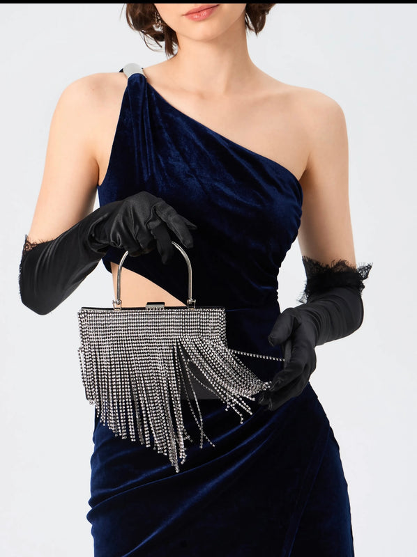 Silver Crystal Clutch Bag