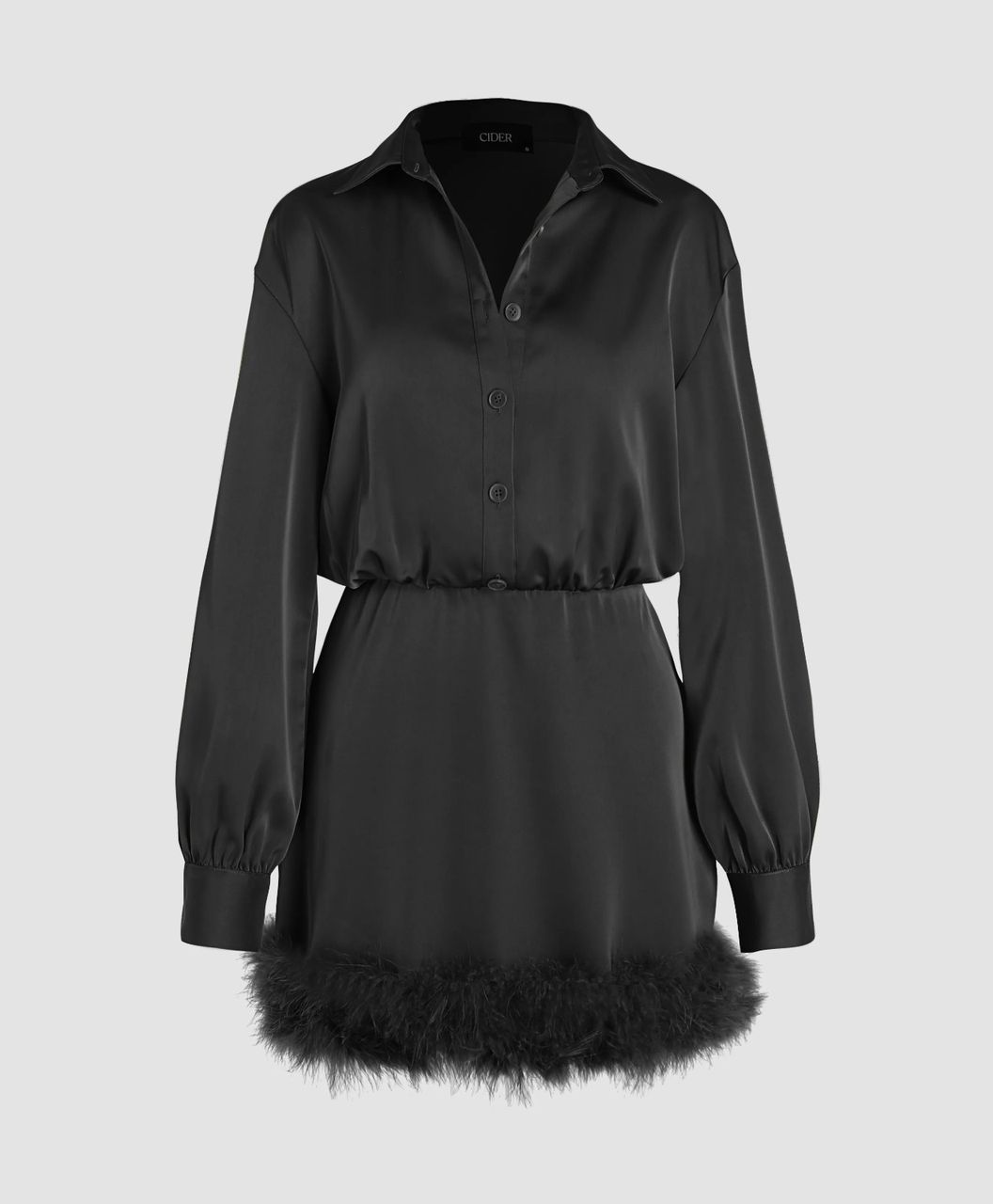 Faux Feather Trim Collar Short Dress