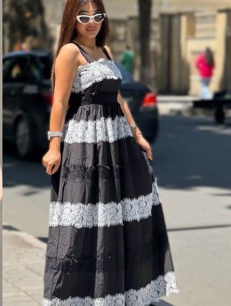 Black and White Lace Maxi Dress