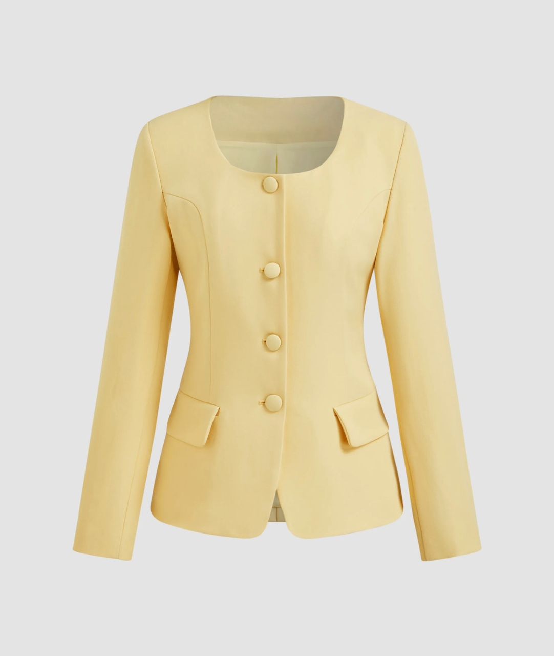 U-neckline split blazer