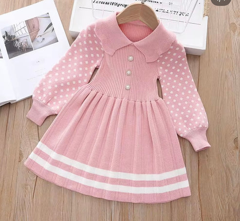 Girls' Navy Knitted Dress