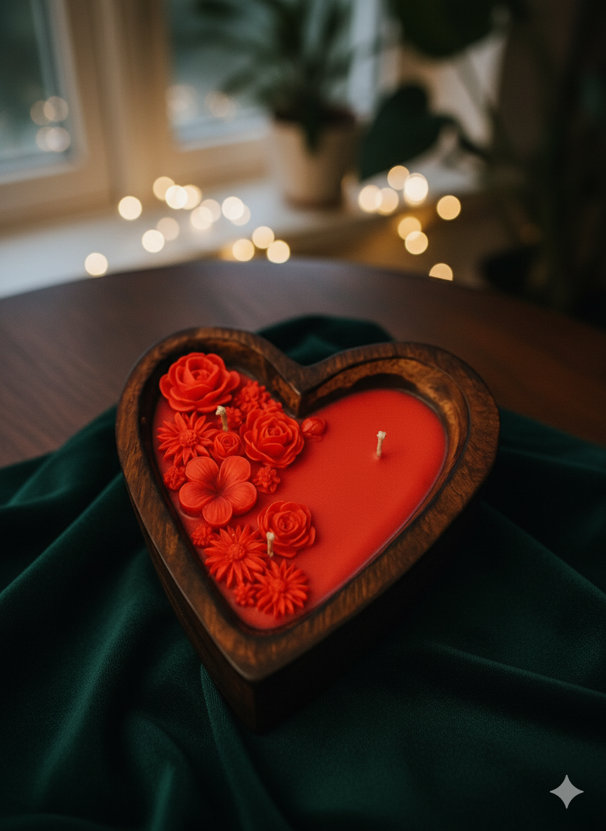 Wooden heart Scented Candle