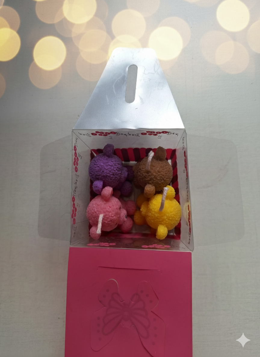 Colorful Bear-Shaped Candles (unscented)
