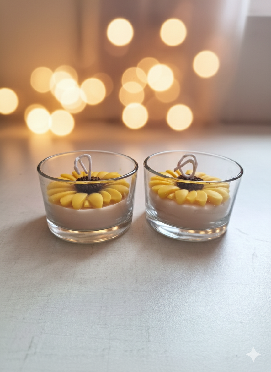 Sunflower Glass Candles (Pack of 1)