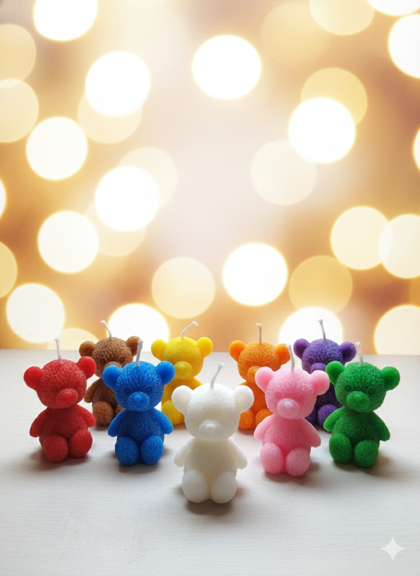 Colorful Bear-Shaped Candles (unscented)