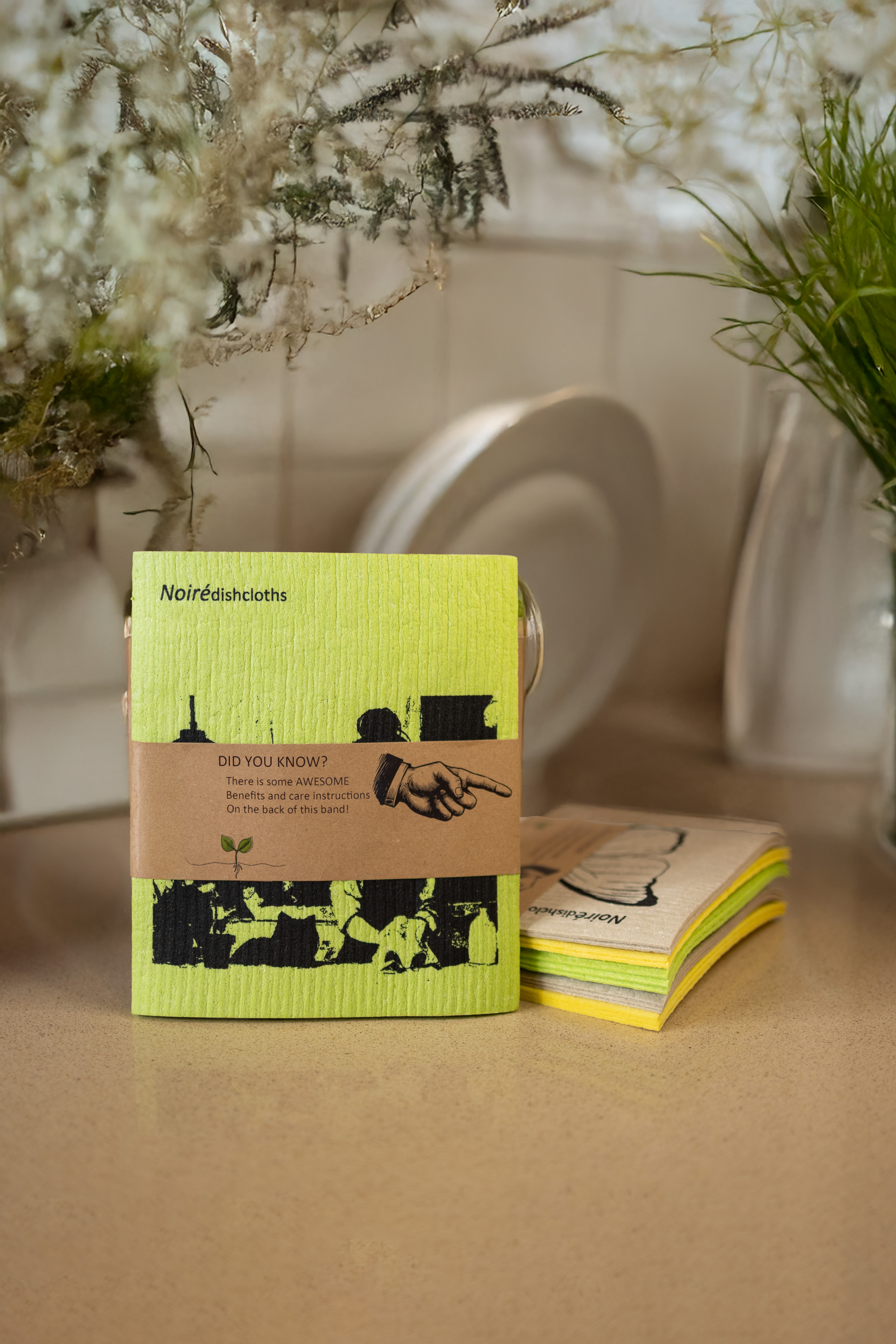 Eco-Friendly Noire Dishcloths Butterfly Design