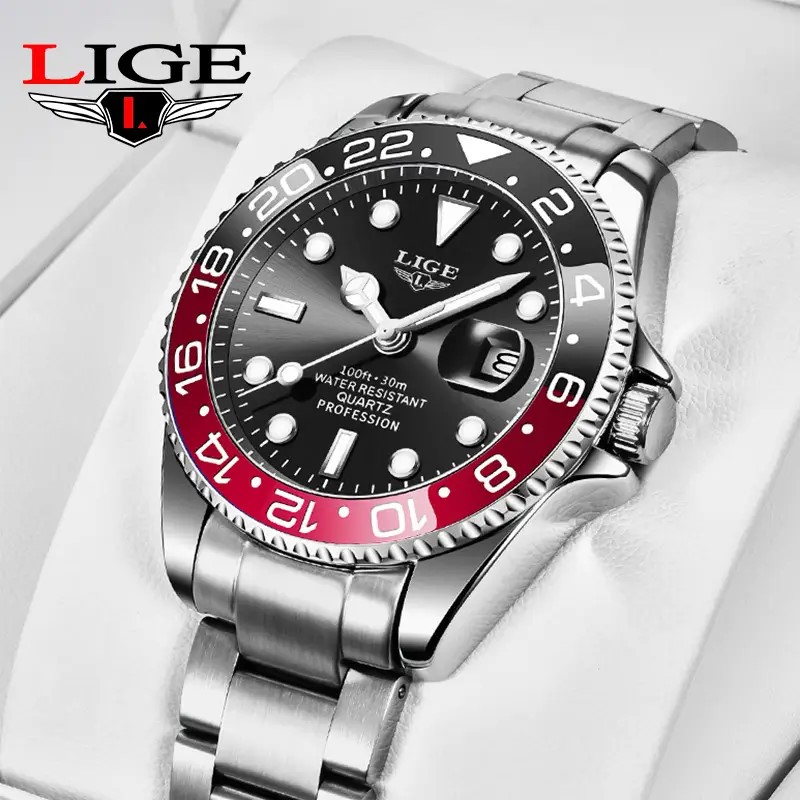 Чоловічий годинник LIGE омаж Rolex GMT-Master II
