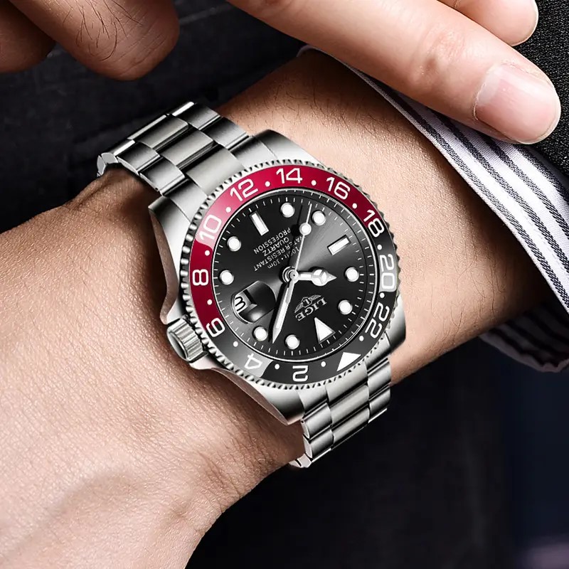 Чоловічий годинник LIGE омаж Rolex GMT-Master II
