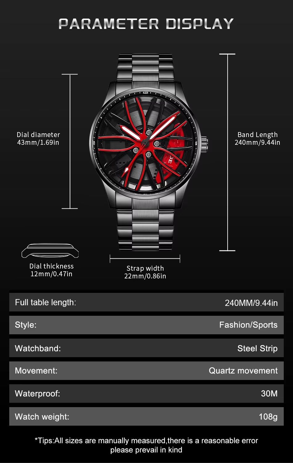 Чоловічий годинник  Racing-style men's watch антрацит LG89177D
