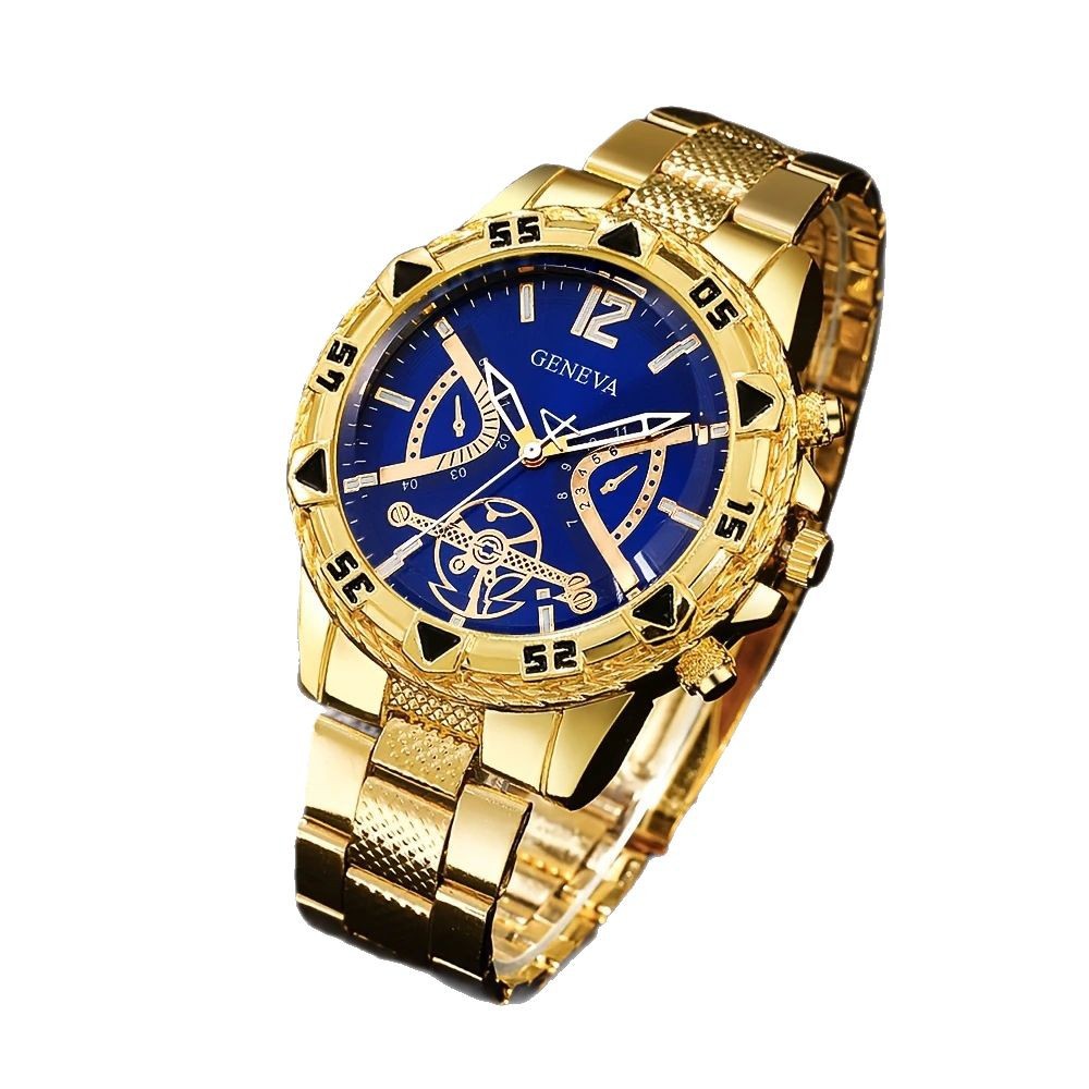 Чоловічий кварцовий годинник Geneva GoldBlue XL-1019