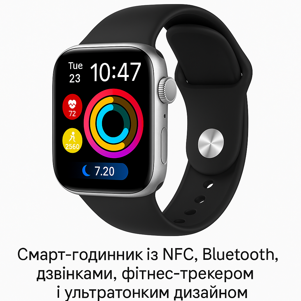 Розумний годинник S10 Ultra чорний – смарт-годинник із NFC, Bluetooth, дзвінками, фітнес-трекером і ультратонким дизайном