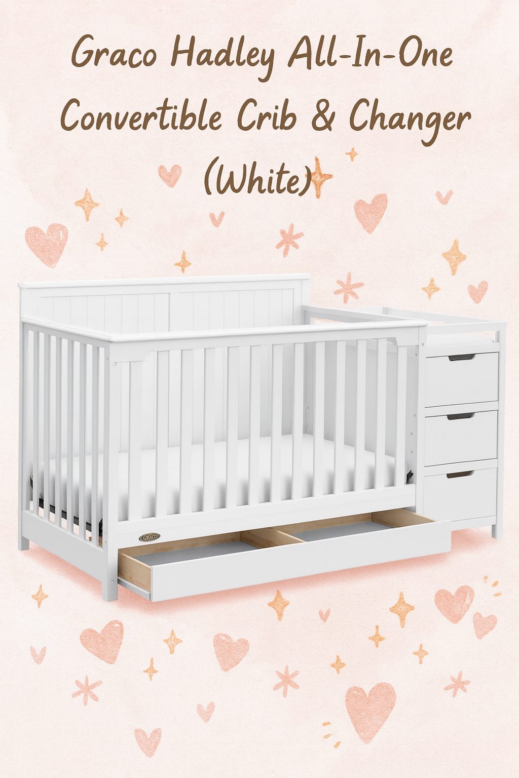 Graco Hadley All-In-One Convertible Crib & Changer (White)